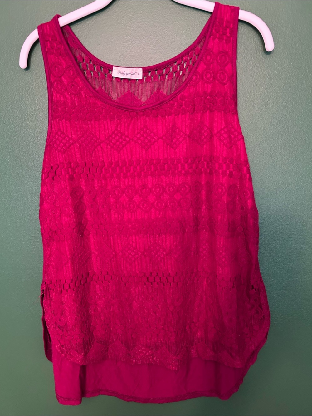Daily special red Lace-Overlay Sleeveless Camisole